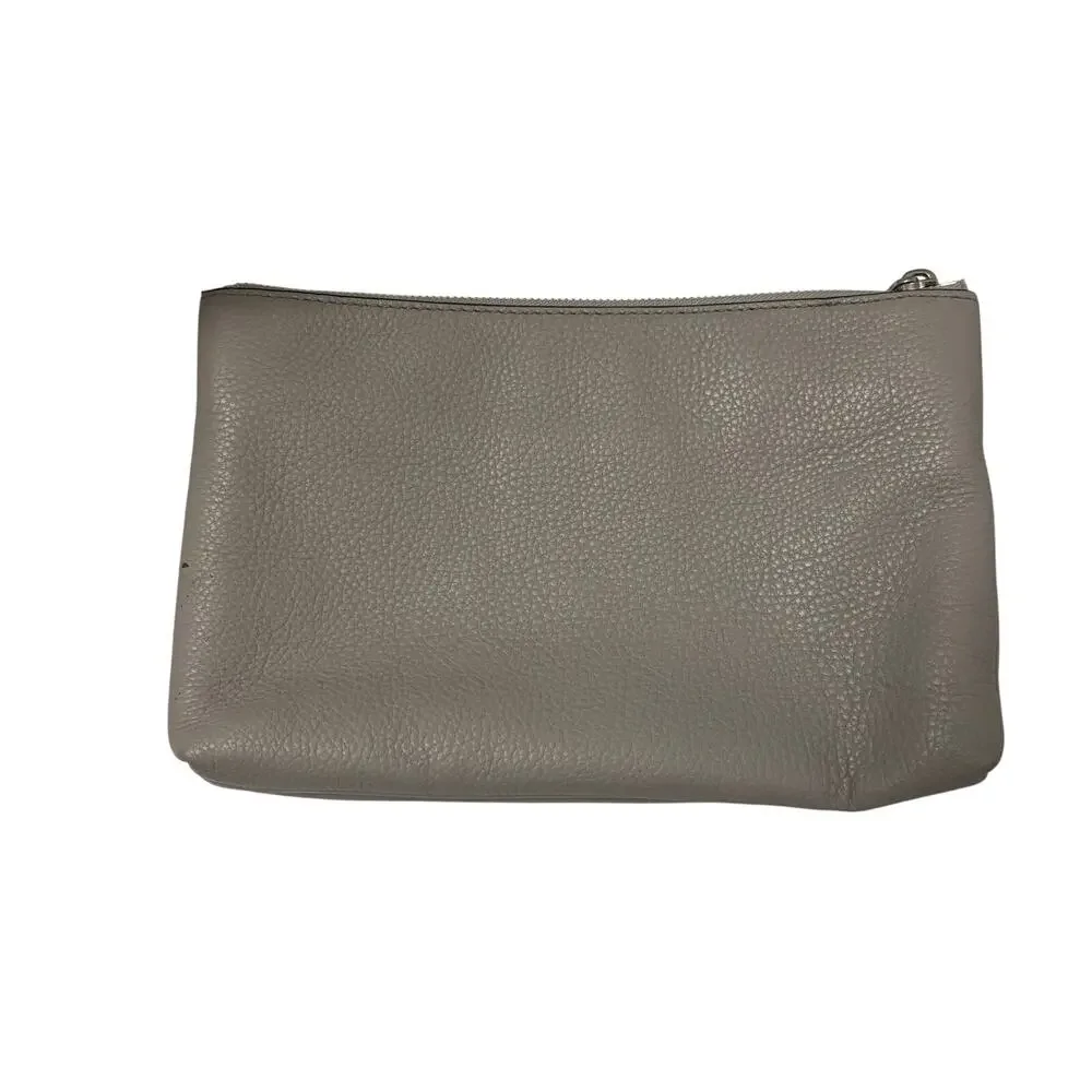 Michael Kors Adele Double Zip Clutch Gray Pebbled Leather Crossbody Bag No Strap